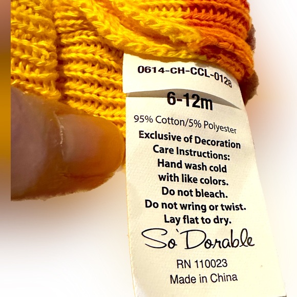 SO DORABLE 6-12mo KNIT CANDY CORN HAT INFANT BABY HALLOWEEN COSTUME BEANIE SOCK - Picture 5 of 5